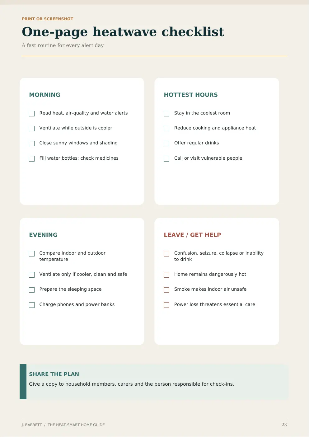 One-page heatwave checklist preview